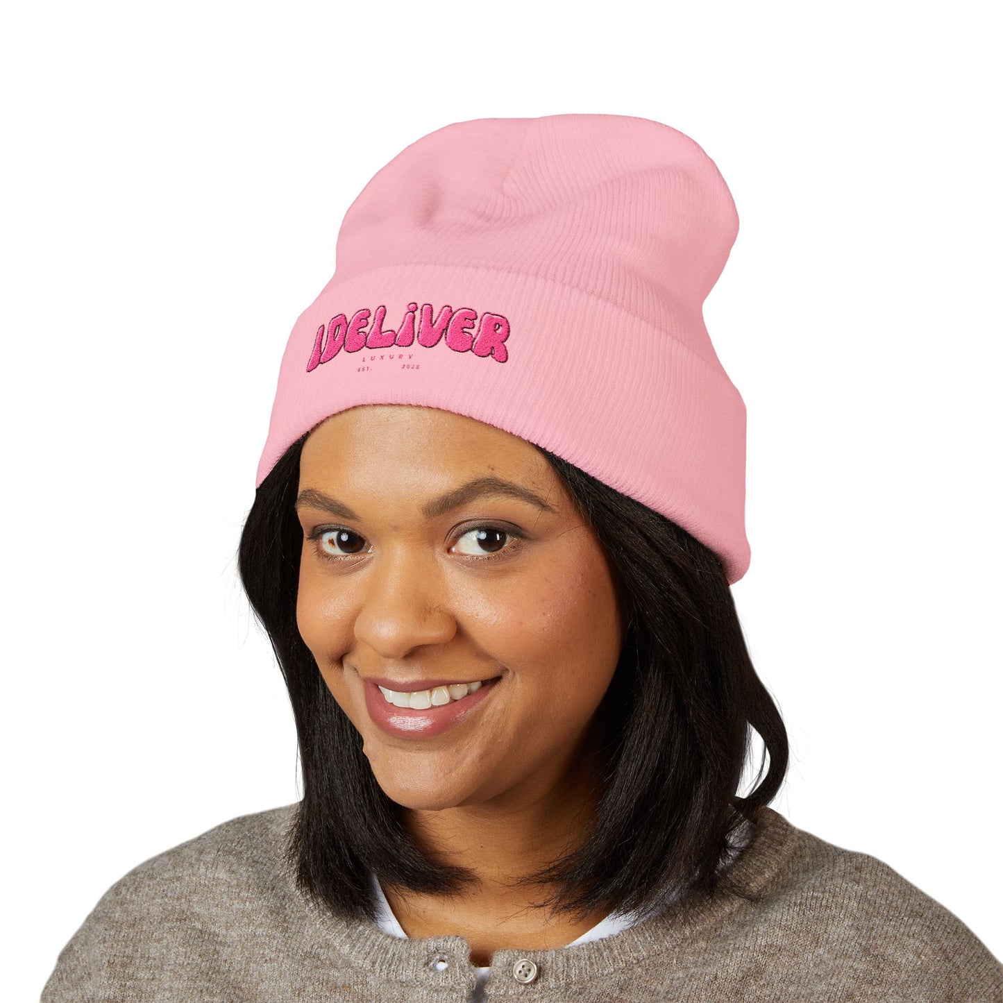 Embroidered iDeliver Custom Classic Cuffed Beanie - Cozy Winter Hat, Gift for Him/Her, Fashion Accessory, Casual Style, Customizable Cap