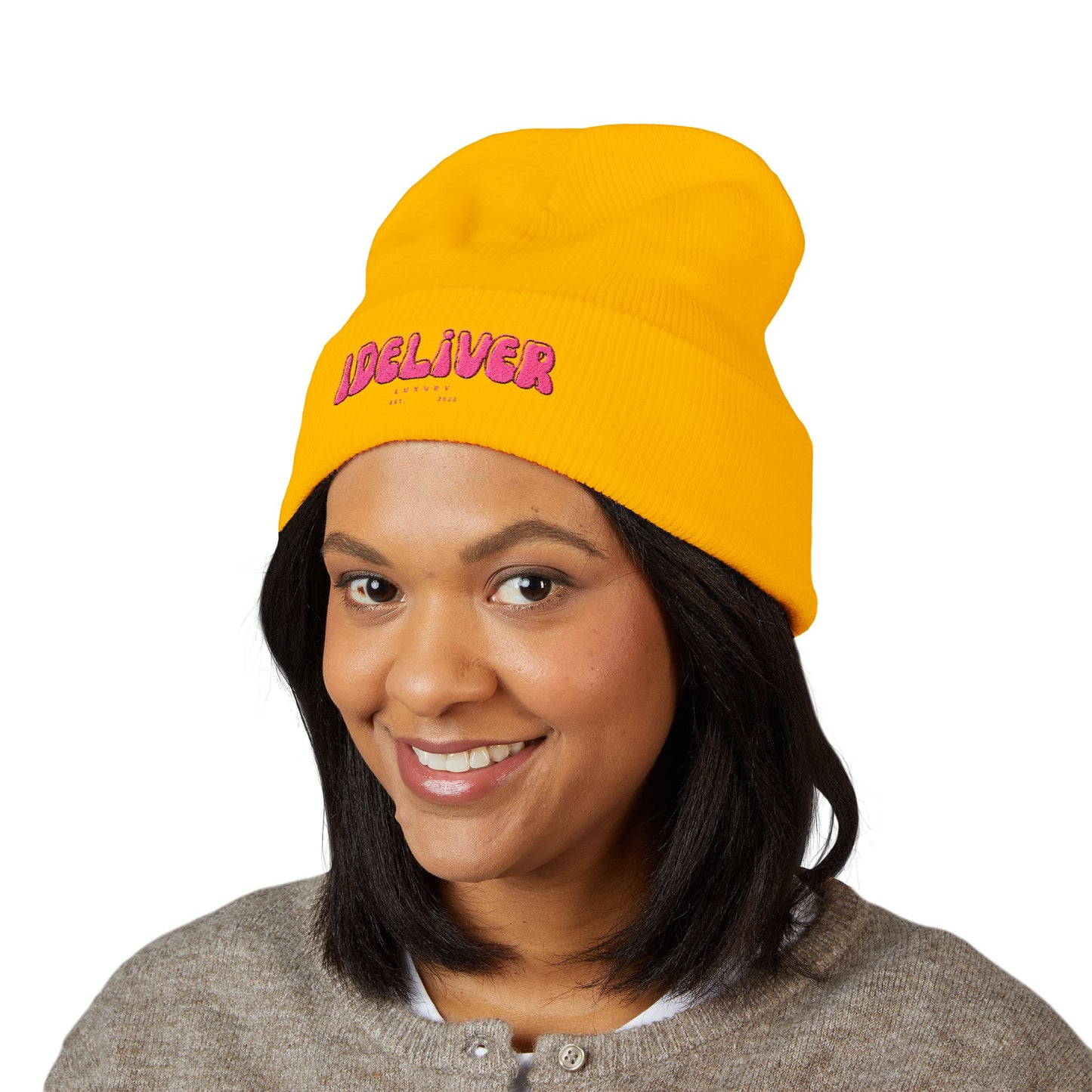 Embroidered iDeliver Custom Classic Cuffed Beanie - Cozy Winter Hat, Gift for Him/Her, Fashion Accessory, Casual Style, Customizable Cap