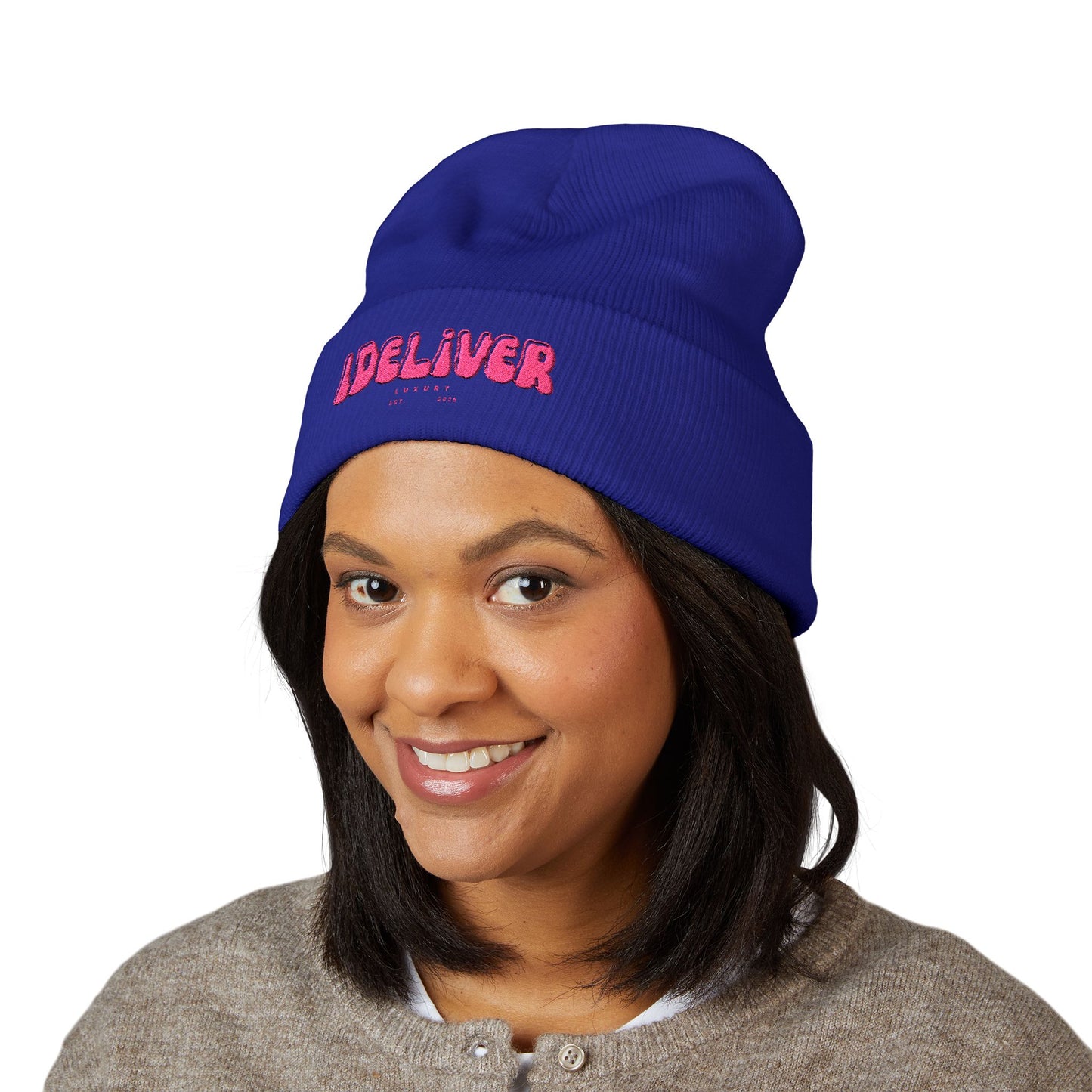 Embroidered iDeliver Custom Classic Cuffed Beanie - Cozy Winter Hat, Gift for Him/Her, Fashion Accessory, Casual Style, Customizable Cap