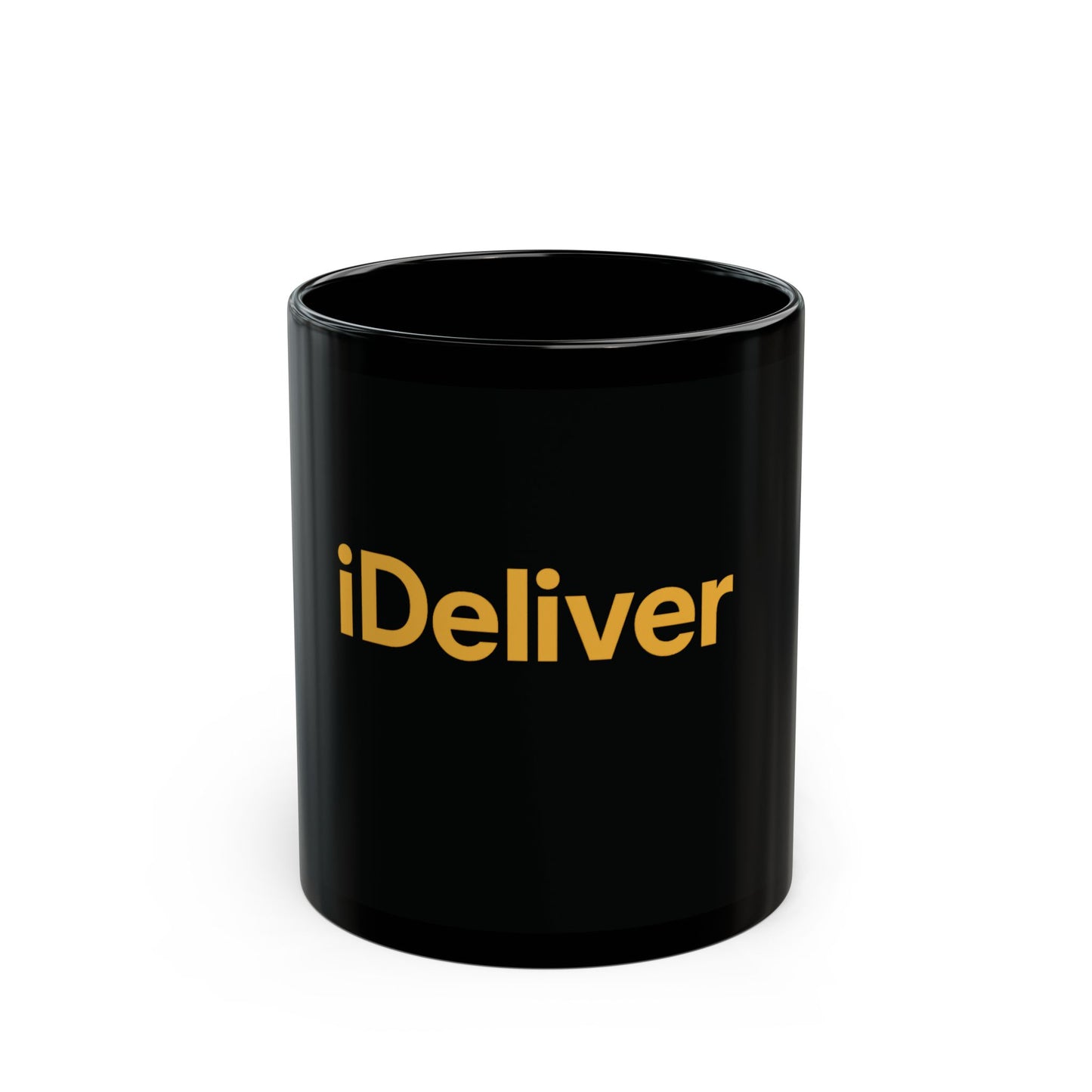 Stylish iDeliver® Black Mug with 'iDeliver' Text - Perfect Gift for Coffee Lovers, Office Use, Birthdays, Celebrations, Home Decor