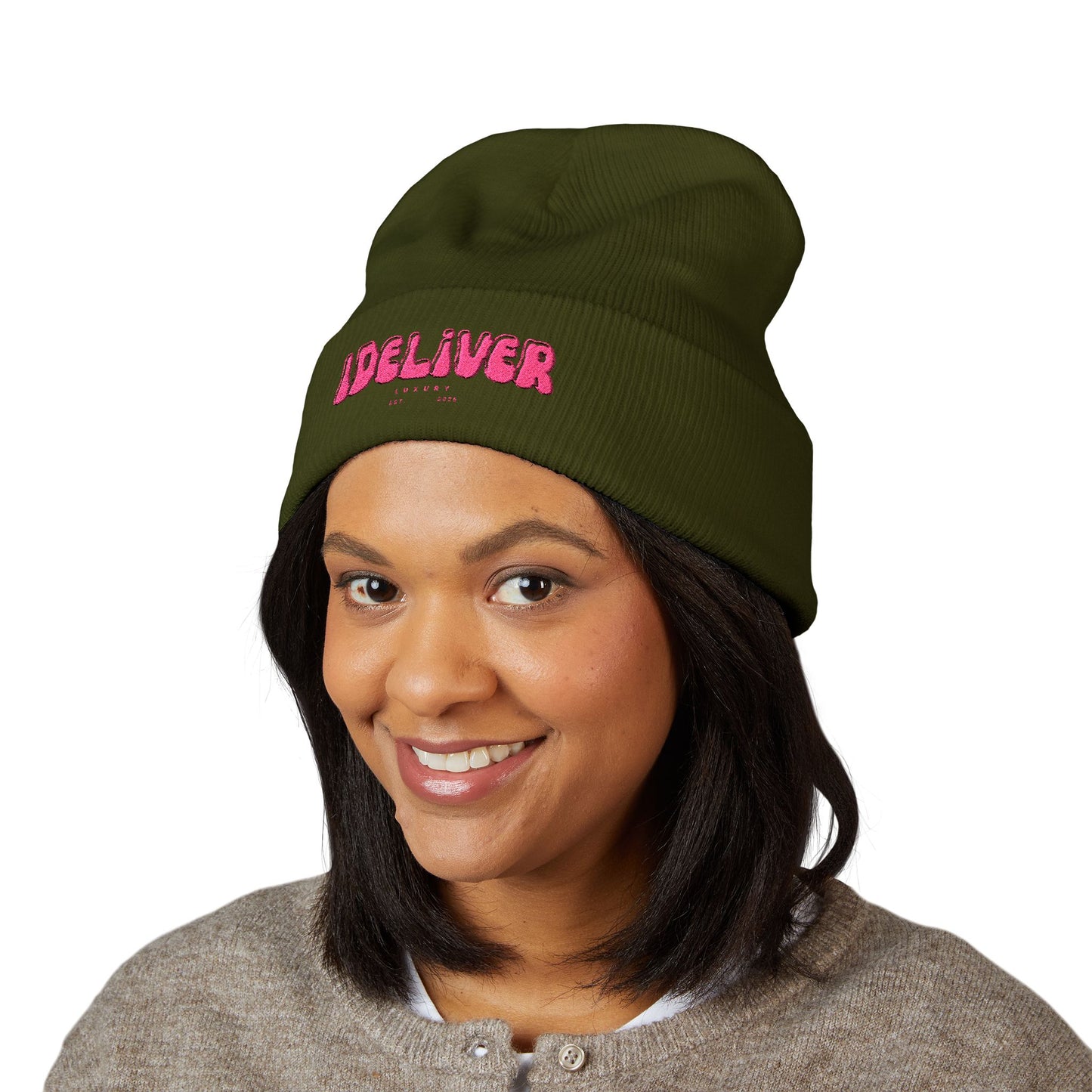 Embroidered iDeliver Custom Classic Cuffed Beanie - Cozy Winter Hat, Gift for Him/Her, Fashion Accessory, Casual Style, Customizable Cap