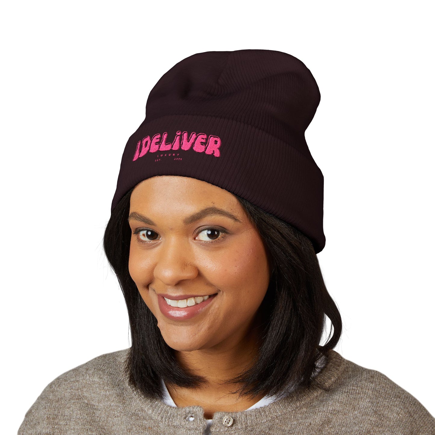 Embroidered iDeliver Custom Classic Cuffed Beanie - Cozy Winter Hat, Gift for Him/Her, Fashion Accessory, Casual Style, Customizable Cap
