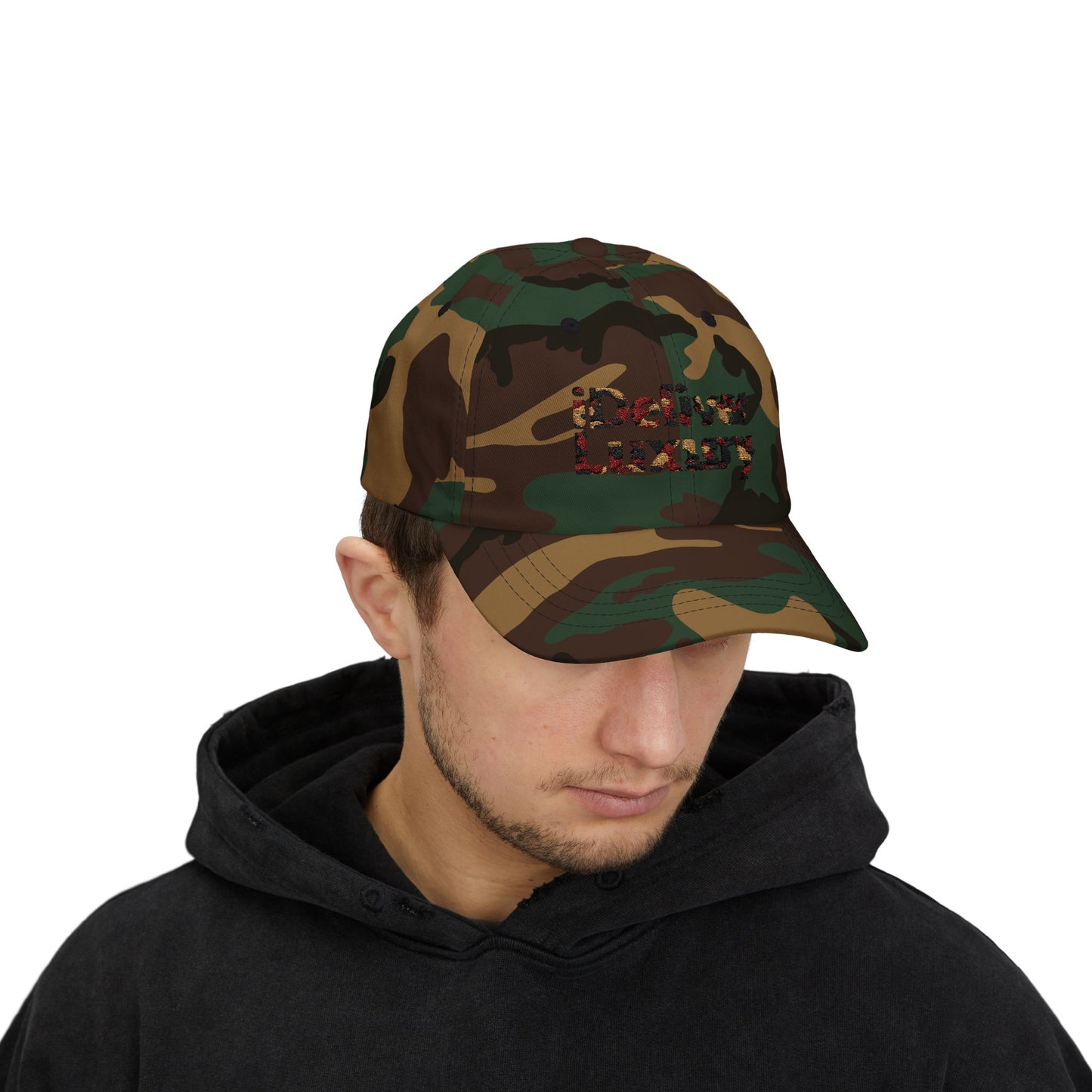 Original Hand Stitched iDeliver™ Camouflage Cap, Perfect Gift for Fathers Day, Casual Accessories, Unique Dad Hat, Everyday Wear Cap, Trendy Headwear