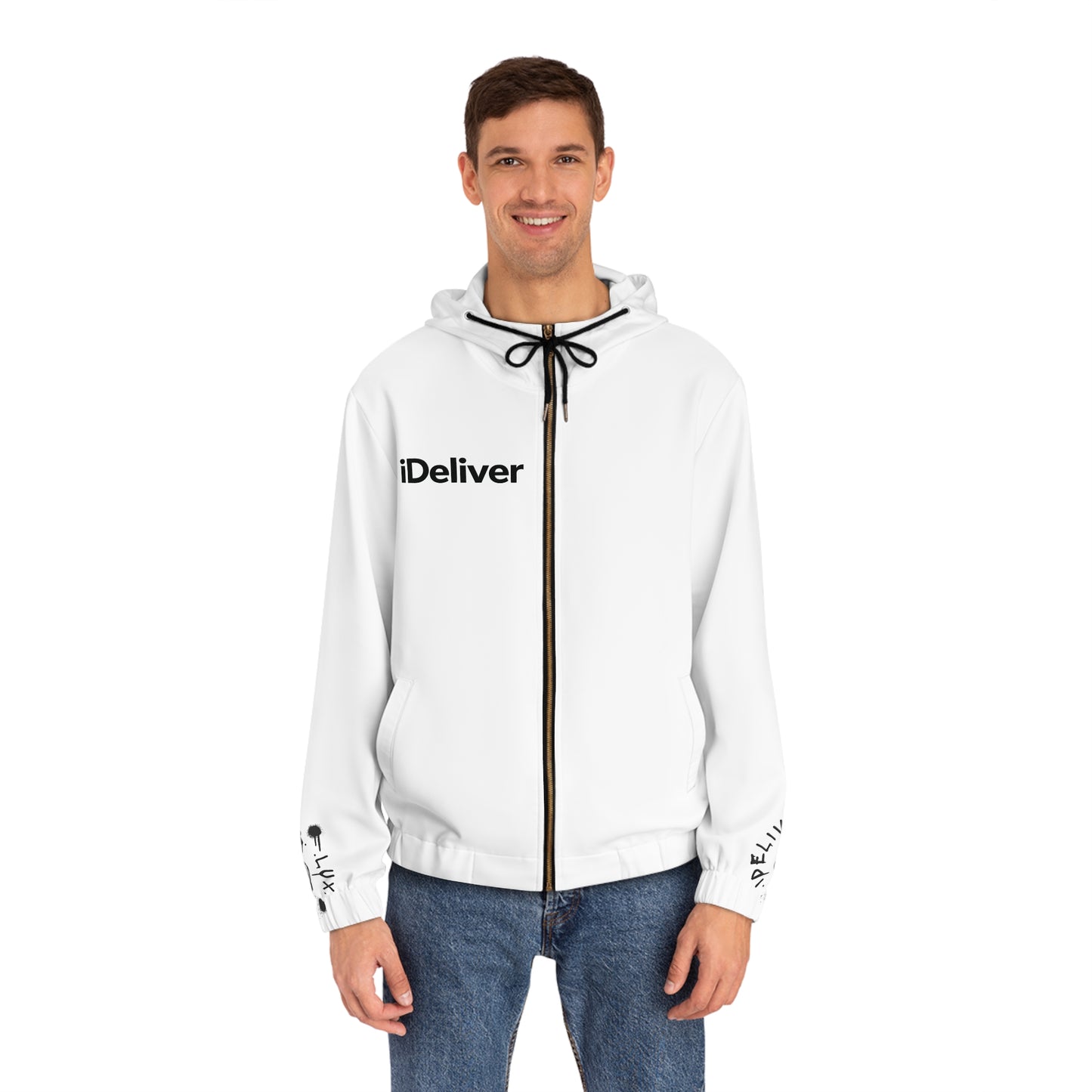 Trademarked iDeliver® Men's Full-Zip Hoodie - Modern AOP, Stylish Zip-Up Jacket, Cozy Activewear, Perfect for Gift Giving, Casual Style