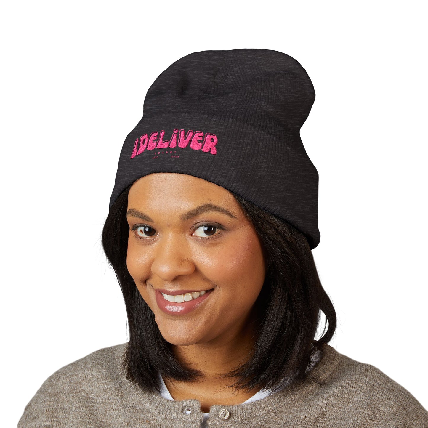 Embroidered iDeliver Custom Classic Cuffed Beanie - Cozy Winter Hat, Gift for Him/Her, Fashion Accessory, Casual Style, Customizable Cap
