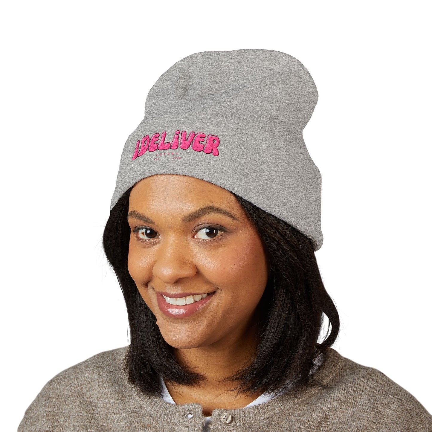 Embroidered iDeliver Custom Classic Cuffed Beanie - Cozy Winter Hat, Gift for Him/Her, Fashion Accessory, Casual Style, Customizable Cap