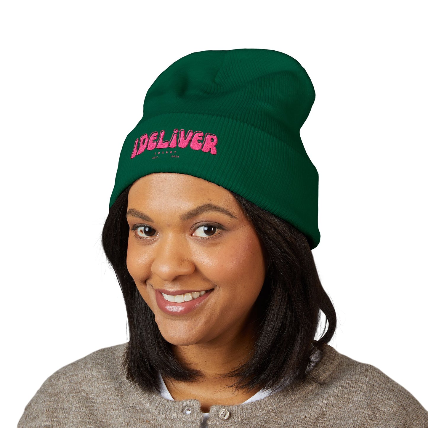 Embroidered iDeliver Custom Classic Cuffed Beanie - Cozy Winter Hat, Gift for Him/Her, Fashion Accessory, Casual Style, Customizable Cap