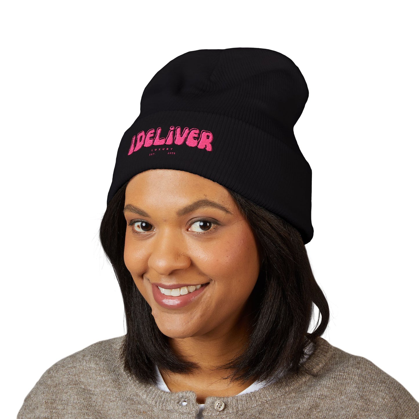 Embroidered iDeliver Custom Classic Cuffed Beanie - Cozy Winter Hat, Gift for Him/Her, Fashion Accessory, Casual Style, Customizable Cap