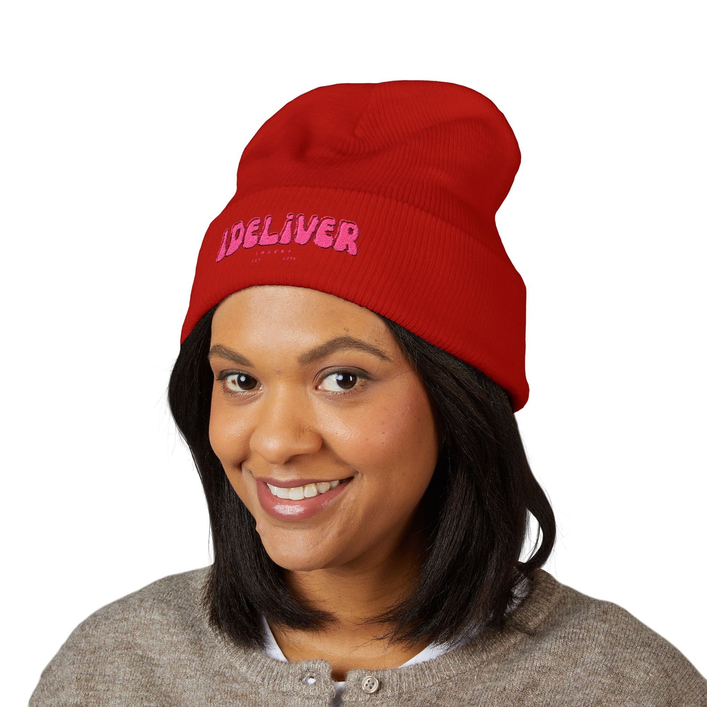Embroidered iDeliver Custom Classic Cuffed Beanie - Cozy Winter Hat, Gift for Him/Her, Fashion Accessory, Casual Style, Customizable Cap