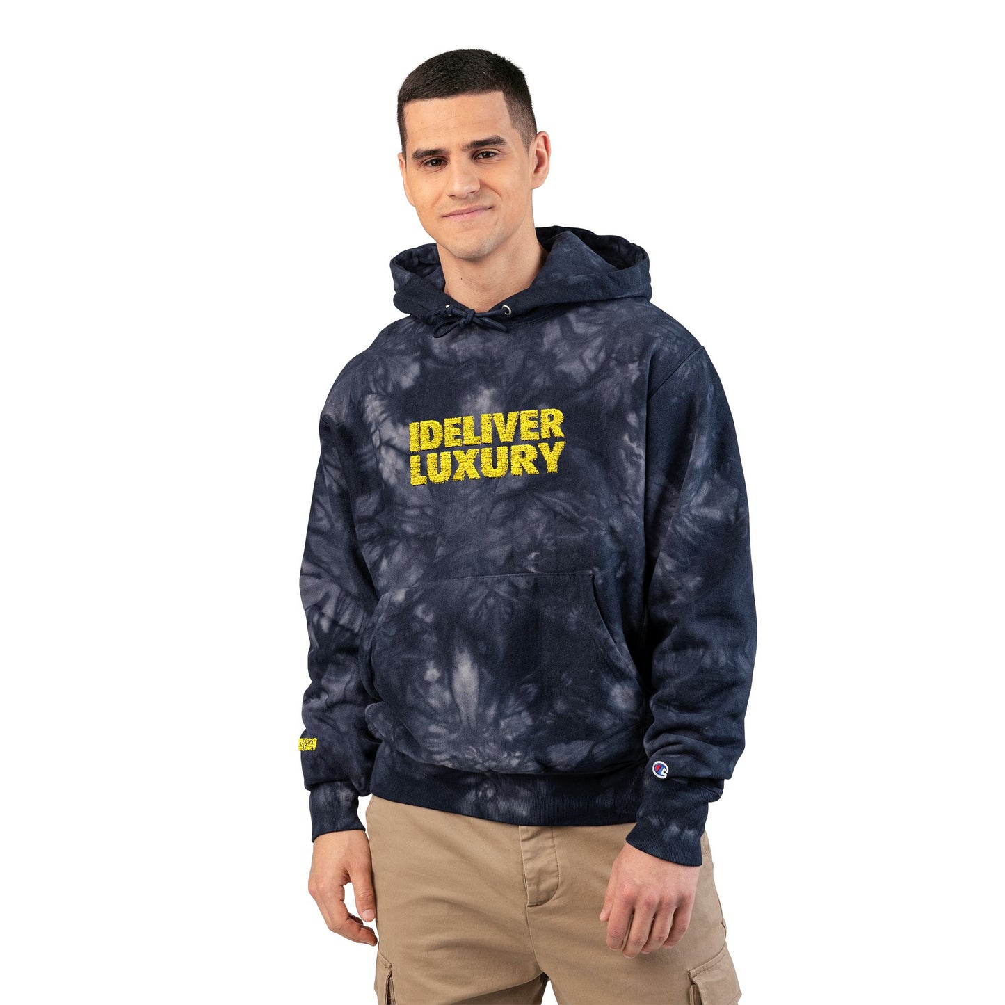 iDeliver Tie-Dye Hoodie with 'Ideal Luxury' Embroidery, Cozy Streetwear, Trendy Gift for Him/Her, Perfect for Casual Outings or Relaxation