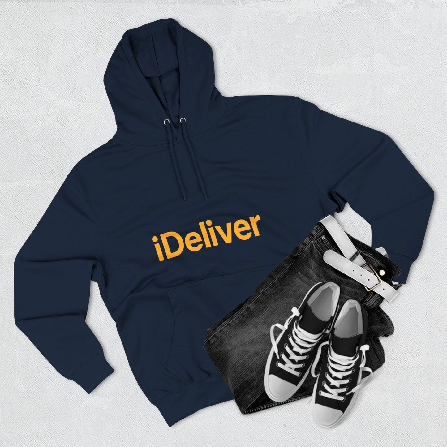 iDeliver Three-Panel Fleece Hoodie, Cozy Sweatshirt for Delivery Lovers, Gift for Birthdays, Holidays, Casual Wear, Streetwear Style