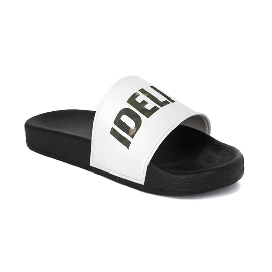 Camo iDeliver Theme, Casual Footwear, Summer Vibes, Perfect for Beach Days, Comfortable Indoor/Outdoor Slippers, Gift for Him