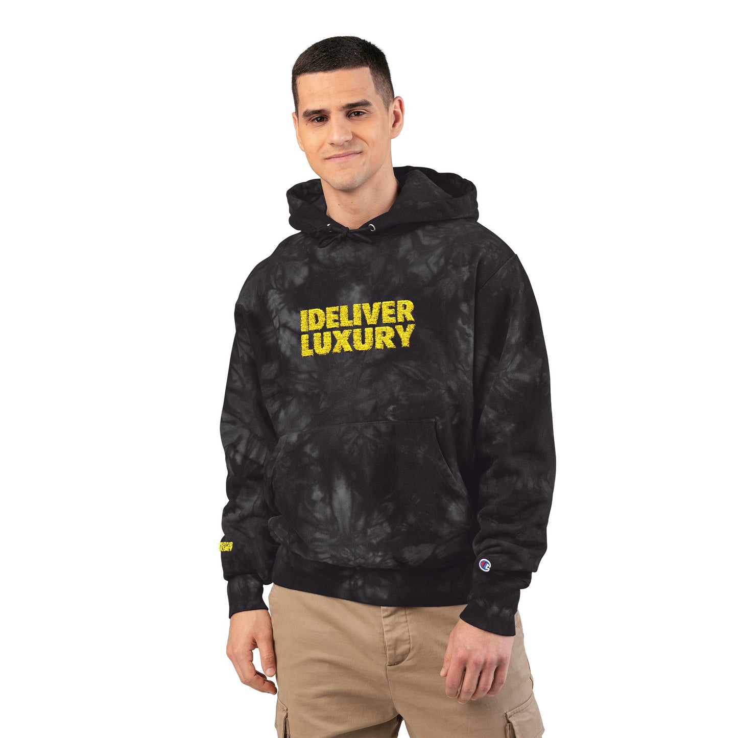 iDeliver Tie-Dye Hoodie with 'Ideal Luxury' Embroidery, Cozy Streetwear, Trendy Gift for Him/Her, Perfect for Casual Outings or Relaxation