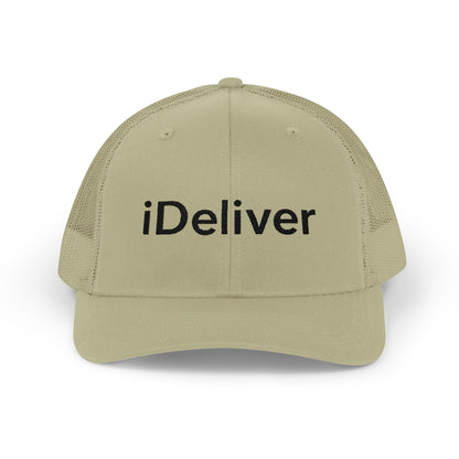 The iDeliver Stylish Snapback Trucker Cap for Delivery Enthusiasts, Adjustable Cap, Outdoor Cap, Casual Accessory, Gift for Delivery Drivers
