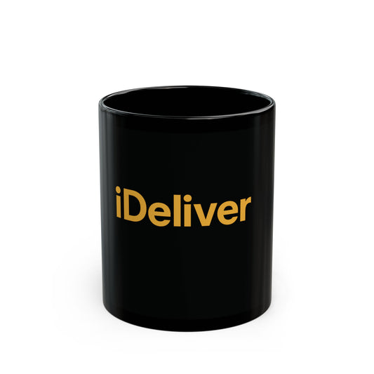 Stylish iDeliver® Black Mug with 'iDeliver' Text - Perfect Gift for Coffee Lovers, Office Use, Birthdays, Celebrations, Home Decor