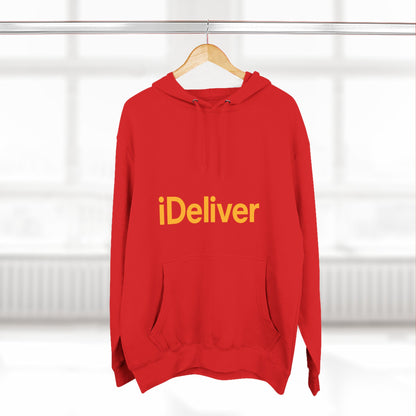 iDeliver Three-Panel Fleece Hoodie, Cozy Sweatshirt for Delivery Lovers, Gift for Birthdays, Holidays, Casual Wear, Streetwear Style