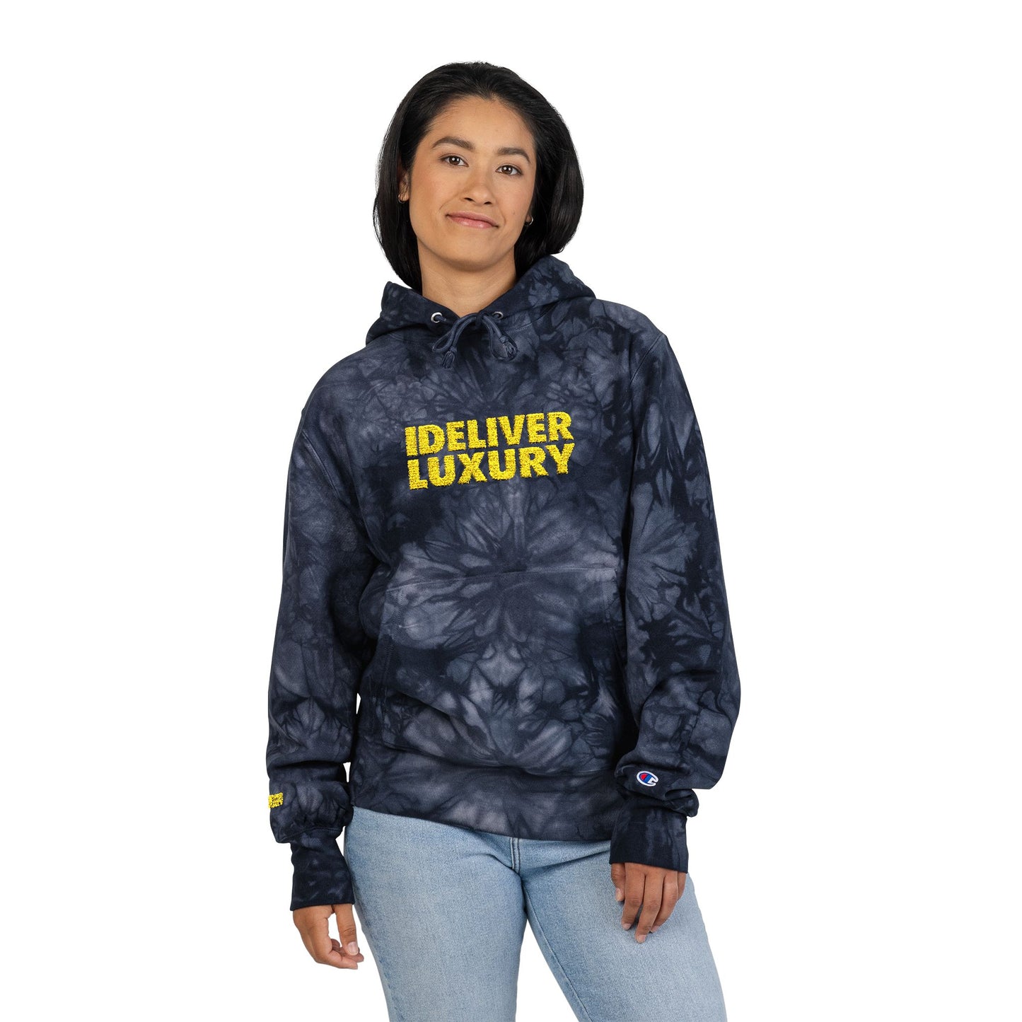 iDeliver Tie-Dye Hoodie with 'Ideal Luxury' Embroidery, Cozy Streetwear, Trendy Gift for Him/Her, Perfect for Casual Outings or Relaxation