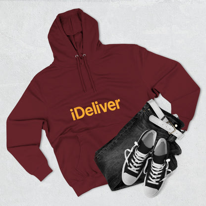 iDeliver Three-Panel Fleece Hoodie, Cozy Sweatshirt for Delivery Lovers, Gift for Birthdays, Holidays, Casual Wear, Streetwear Style
