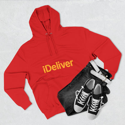 iDeliver Three-Panel Fleece Hoodie, Cozy Sweatshirt for Delivery Lovers, Gift for Birthdays, Holidays, Casual Wear, Streetwear Style