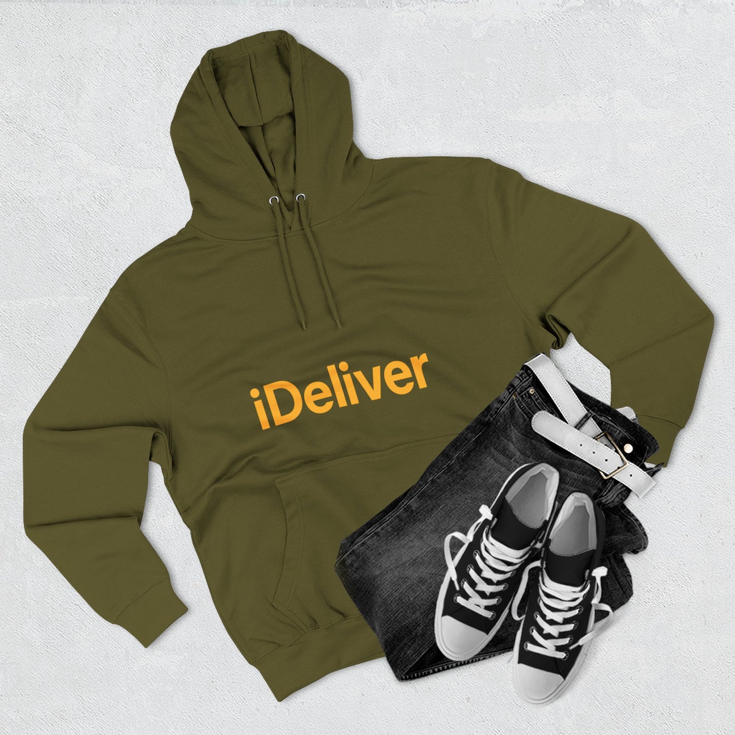iDeliver Three-Panel Fleece Hoodie, Cozy Sweatshirt for Delivery Lovers, Gift for Birthdays, Holidays, Casual Wear, Streetwear Style