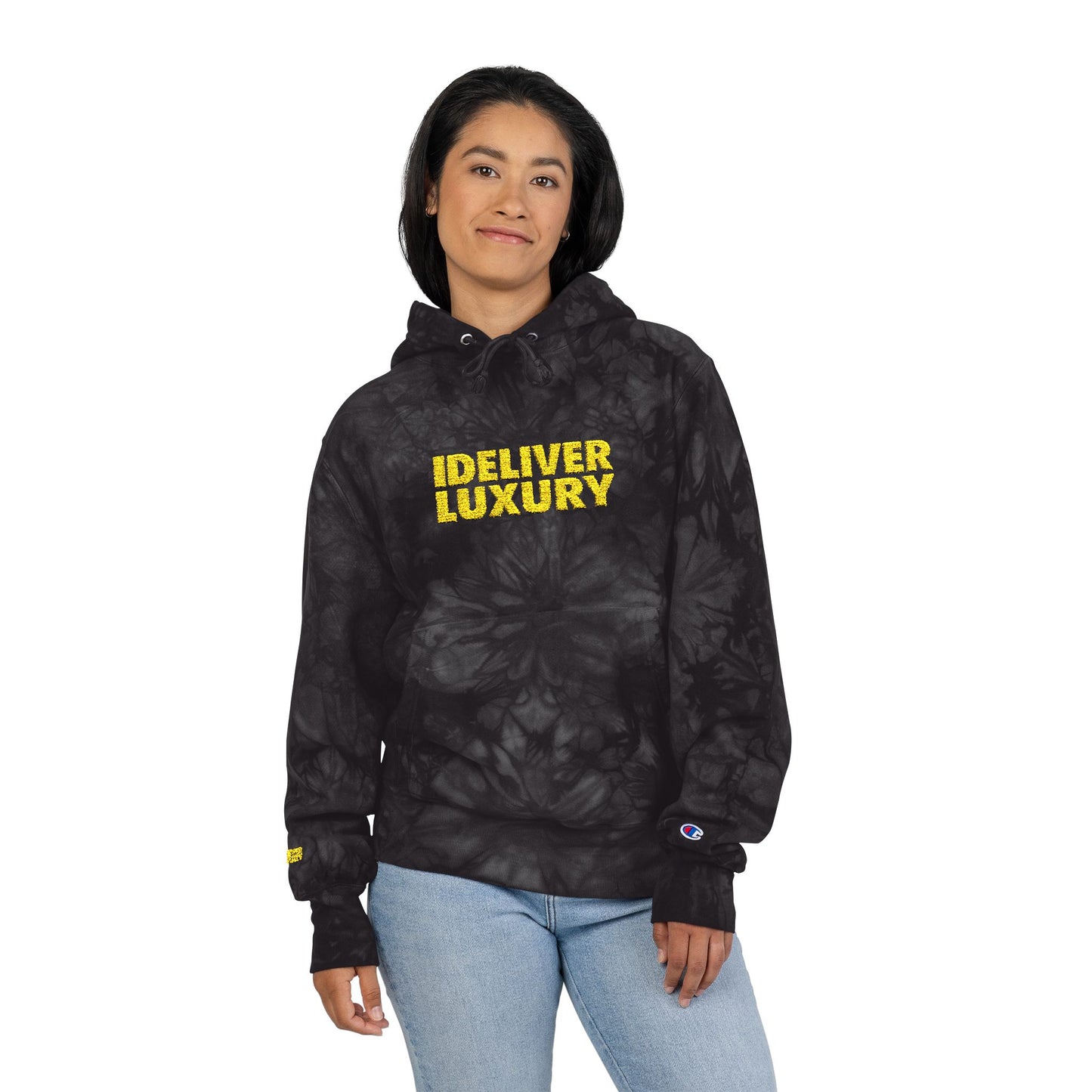 iDeliver Tie-Dye Hoodie with 'Ideal Luxury' Embroidery, Cozy Streetwear, Trendy Gift for Him/Her, Perfect for Casual Outings or Relaxation