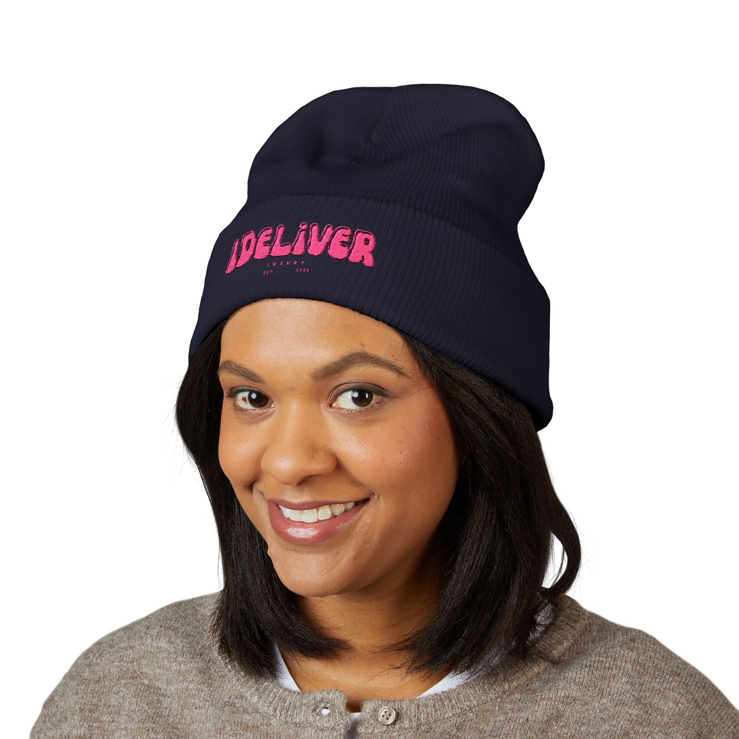 Copy of Embroidered iDeliver Custom Classic Cuffed Beanie - Cozy Winter Hat, Gift for Him/Her, Fashion Accessory, Casual Style, Customizable Cap