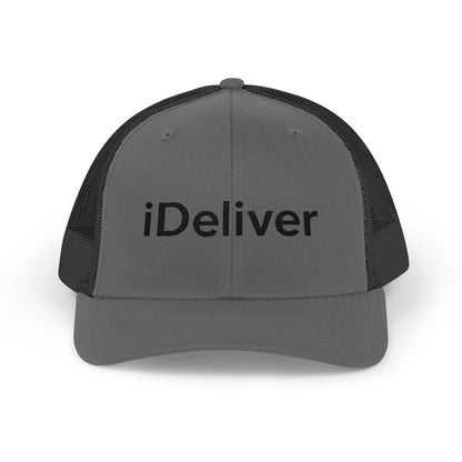 The iDeliver Stylish Snapback Trucker Cap for Delivery Enthusiasts, Adjustable Cap, Outdoor Cap, Casual Accessory, Gift for Delivery Drivers