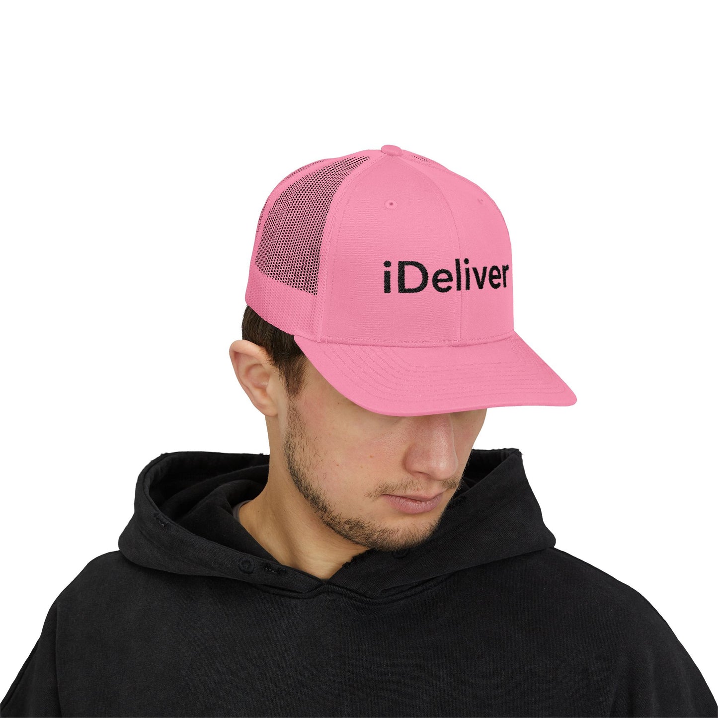 The iDeliver Stylish Snapback Trucker Cap for Delivery Enthusiasts, Adjustable Cap, Outdoor Cap, Casual Accessory, Gift for Delivery Drivers