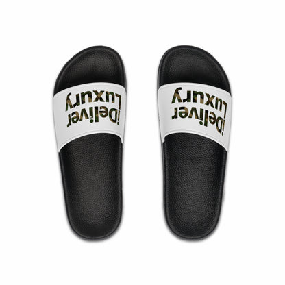 Camo iDeliver Theme, Casual Footwear, Summer Vibes, Perfect for Beach Days, Comfortable Indoor/Outdoor Slippers, Gift for Him