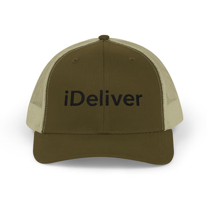 The iDeliver Stylish Snapback Trucker Cap for Delivery Enthusiasts, Adjustable Cap, Outdoor Cap, Casual Accessory, Gift for Delivery Drivers