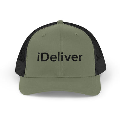 The iDeliver Stylish Snapback Trucker Cap for Delivery Enthusiasts, Adjustable Cap, Outdoor Cap, Casual Accessory, Gift for Delivery Drivers