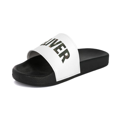 Camo iDeliver Theme, Casual Footwear, Summer Vibes, Perfect for Beach Days, Comfortable Indoor/Outdoor Slippers, Gift for Him