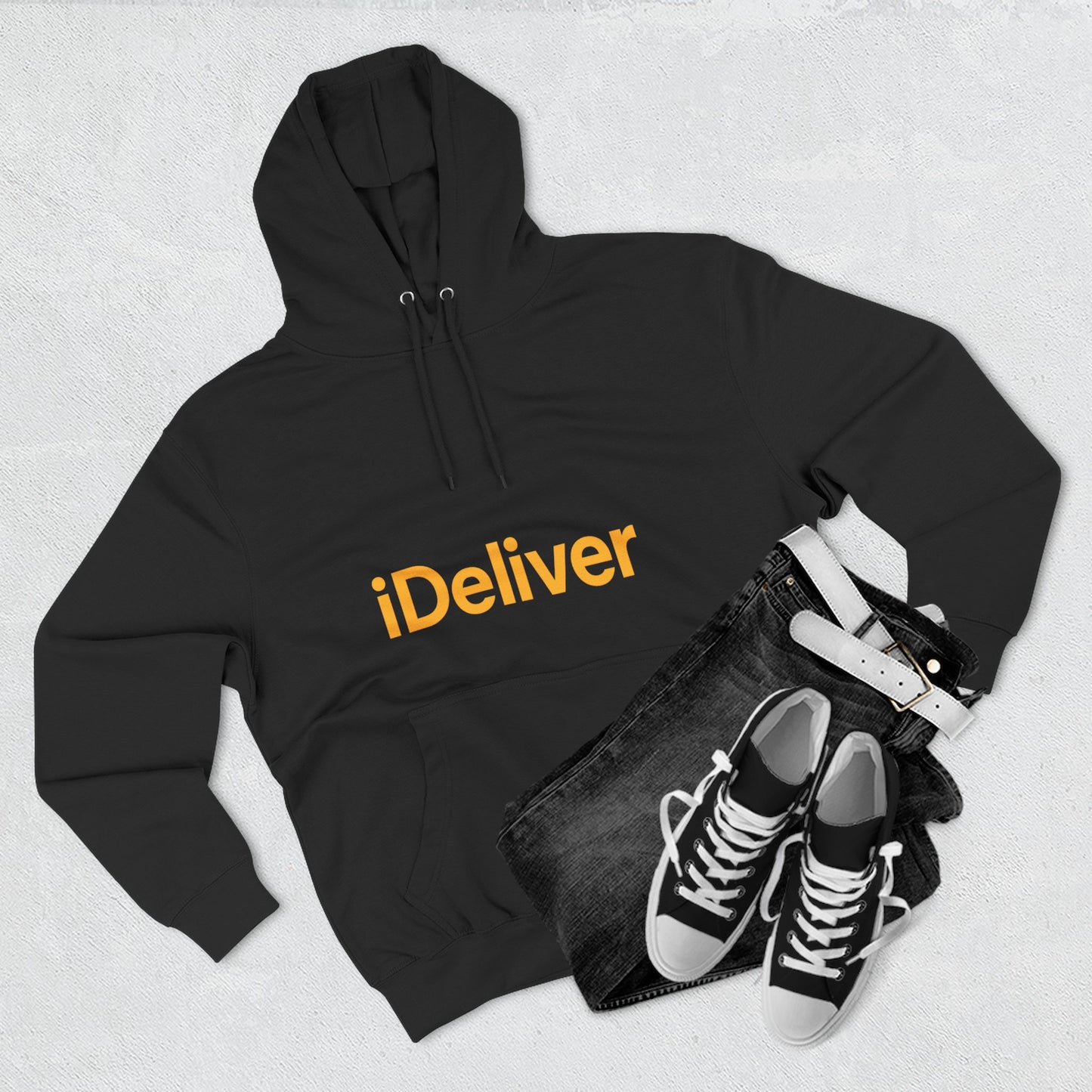 iDeliver Three-Panel Fleece Hoodie, Cozy Sweatshirt for Delivery Lovers, Gift for Birthdays, Holidays, Casual Wear, Streetwear Style