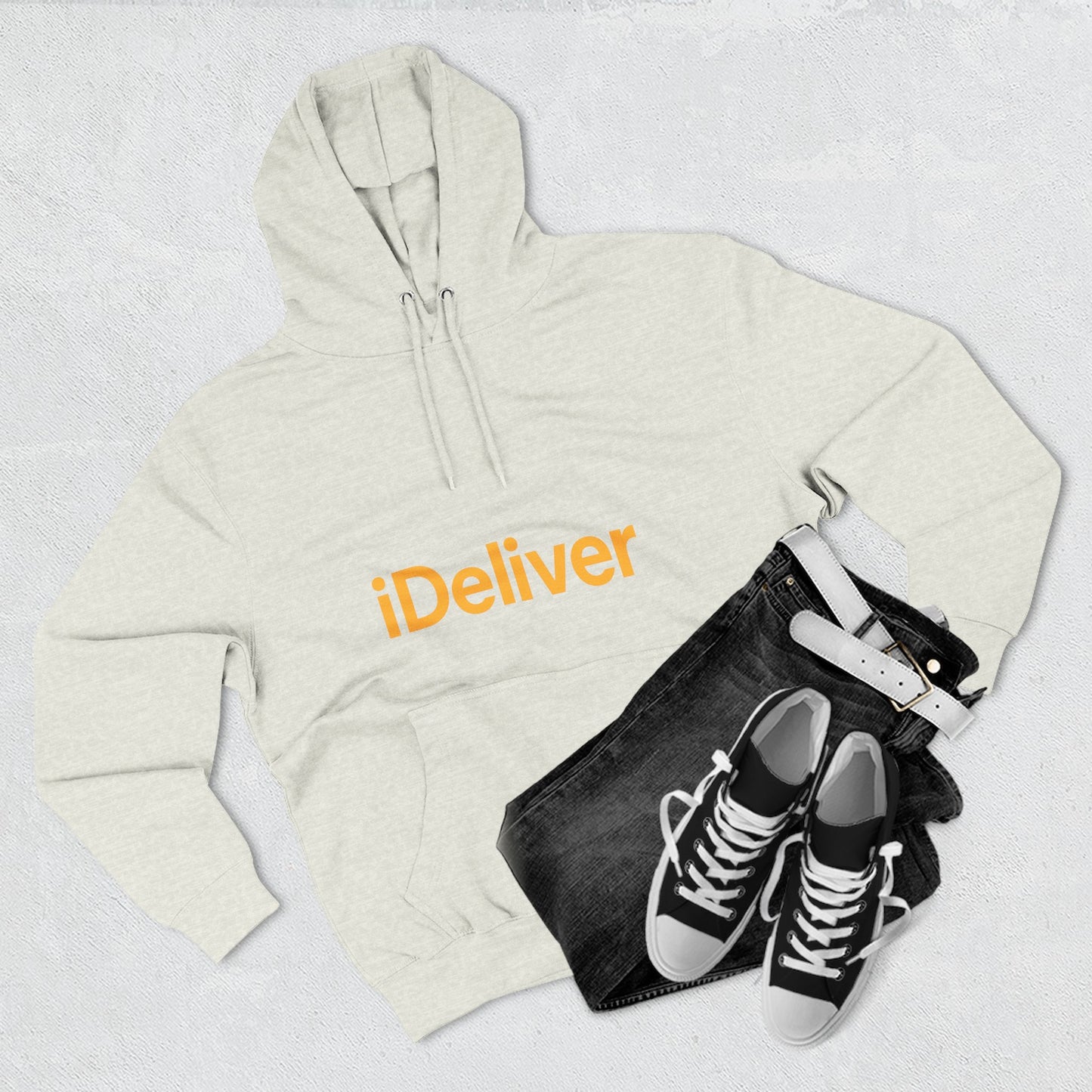 iDeliver Three-Panel Fleece Hoodie, Cozy Sweatshirt for Delivery Lovers, Gift for Birthdays, Holidays, Casual Wear, Streetwear Style